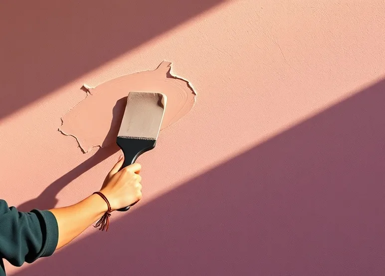 Application d'un enduit décoratif à la lisseuse sur un mur